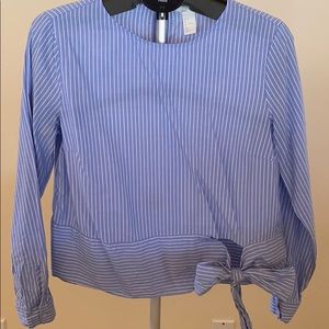 Blue and white striped blouse